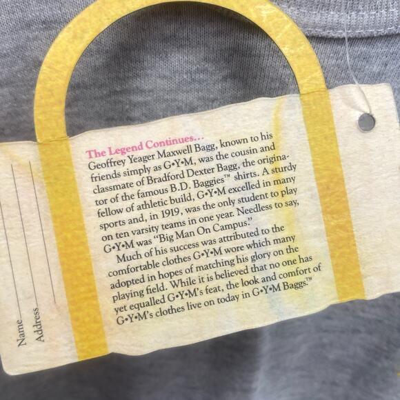 New Vintage 90’s B-D BAGGIES Grey T Shirt Mens M Med GYM BAGGS Crew Neck Tee NWT - Picture 6 of 7